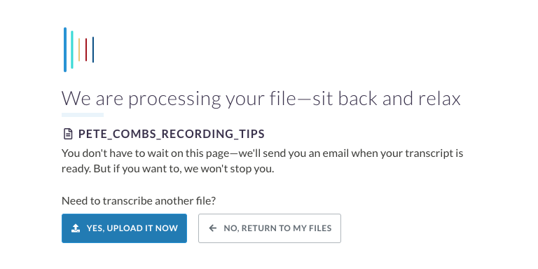 Step 4: Sonix does all the work. Our servers will extract the audio from your M4A file and convert it to text.